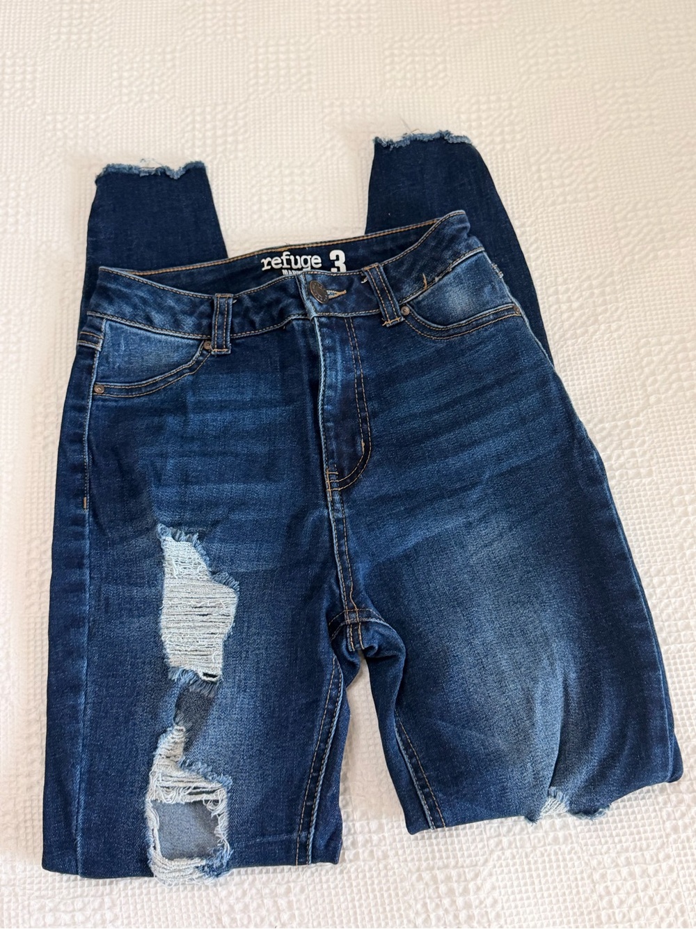Refuge Distressed Skinny Jeans Dark Wash